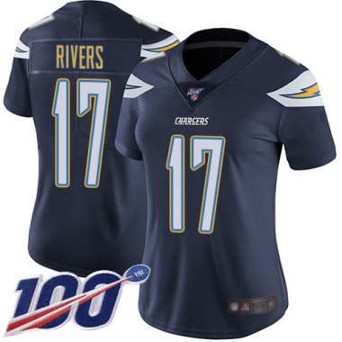 Los Angeles Chargers NFL Football Philip Rivers Navy Blue Jersey Women Limited #17 Home 100th Season Vapor Untouchable->women nfl jersey->Women Jersey